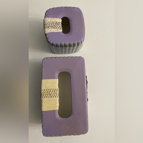 Annie Lee Glazed Resin "Primpin" Rectangle & Square Set of 2 Tissue Boxes Cover - Picture 5 of 16